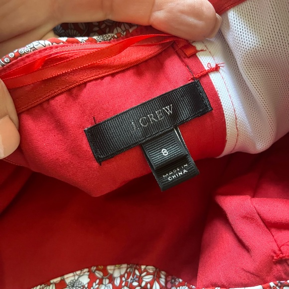J.CREW•Liberty red floral cherry garbo tie front strapless cotton dress 8 EUC - Picture 8 of 8